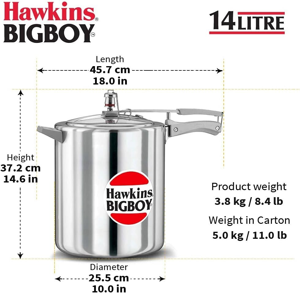 Hawkins Bigboy Pressure Cooker, 14 Litre Capacity  Free Shipping